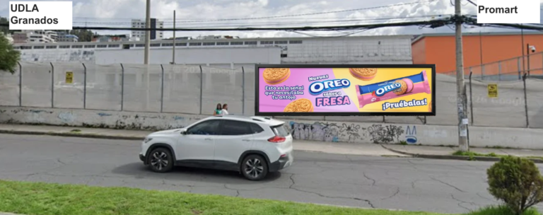 Valla publicitaria 7x2 m sobre Av. De Los Granados diagonal a entrada principal UDLA junto a Promart Quito norte