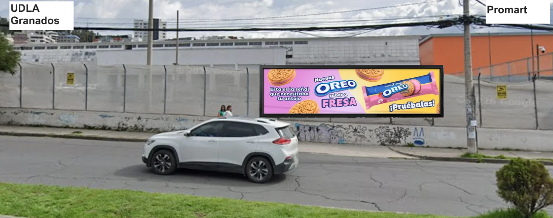 Valla publicitaria 7x2 m sobre Av. De Los Granados diagonal a entrada principal UDLA junto a Promart Quito norte