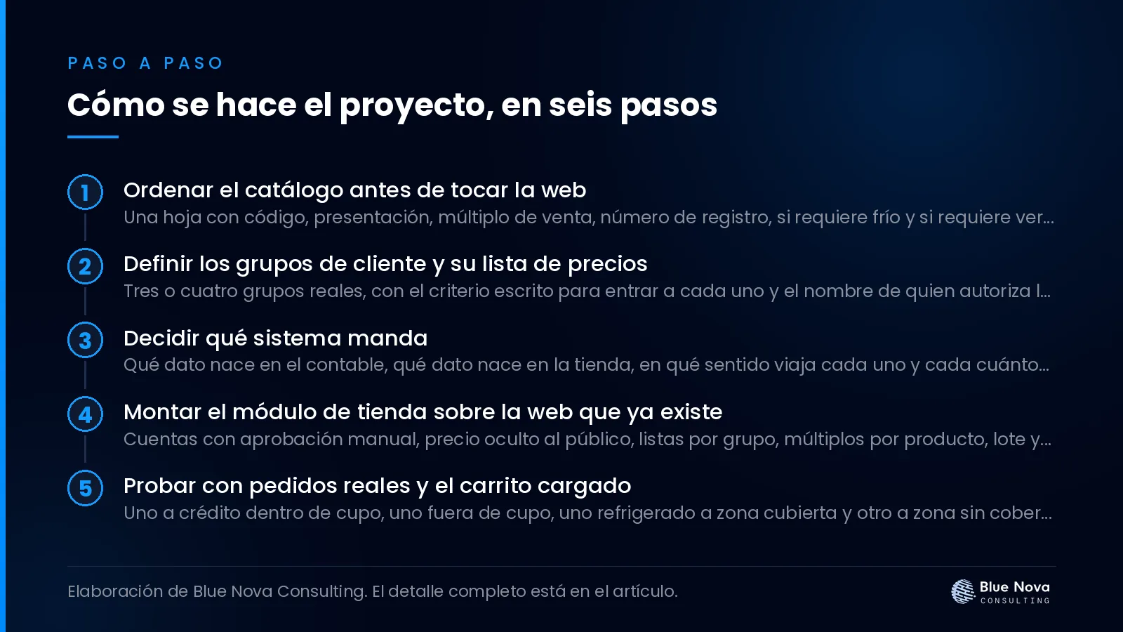Cómo se hace el proyecto, en seis pasos, paso a paso.